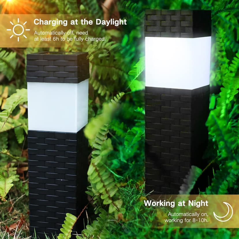 Joomer Solar Lights Outdoor Garden, 8 Pack Garden Lights Solar Powered Waterproof, Rattan LED Pathway Lighting Solar Powered Path Light Decoration for Patio Driveways Landscape Lawn Yard, White - 5