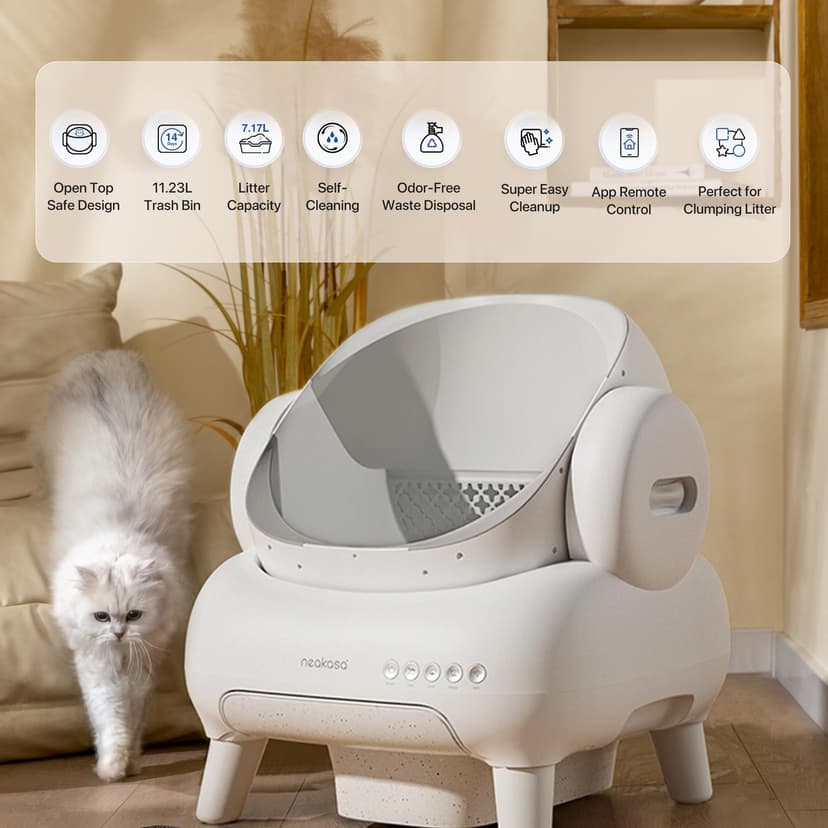 Neakasa M1 Plus Lite Self-Cleaning Cat Litter Tray, Open Top Automatic Litter Box with Large Capacity & App Control, Odour-Free Design for Busy Owners & Multi-Cat Homes, Ideal for Travel - 3