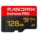 SANDISK Extreme PRO microSDXC 128GB, UHS-I + SD Adapter (up to 250MB/s read, 120MB/s write speed, 5K, 3K, 4K UHD, C10, V30, U3, A2) For Action Cams, Drones, Android devices, Laptops - 1