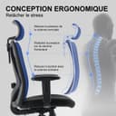 SIHOO Chaise de Bureau Ergonomique, Fauteuil de Pivotant en Maille Avoir Soutien Lombaire et Accoudoir Réglable, Capacité Maximal de 150 KG,Noir - 4