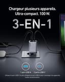 Anker Prime USB C Charger 100W, 100W USB C Charger, Anker 3-Port GAN Foldable Compact Wall Charger, for MacBook, iPad, iPhone 16/15/14/13 Series, Galaxy S24/S23 and More - 2
