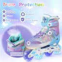 Patins à roues alignées papillon et fleur pour filles et garçons – Rose rouge pour adolescents de 7, 8, 9, 10 ans – Toutes roues lumineuses réglables pour sports d'intérieur et d'extérieur, cadeau - 3