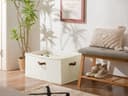 StorageWorks Organisateur de chaussures pour placard, boite rangement chaussures pour 24 paires, boîte en tissu avec couvercle transparent, conteneurs de rangement pour chaussures d'armoire, beige - 2