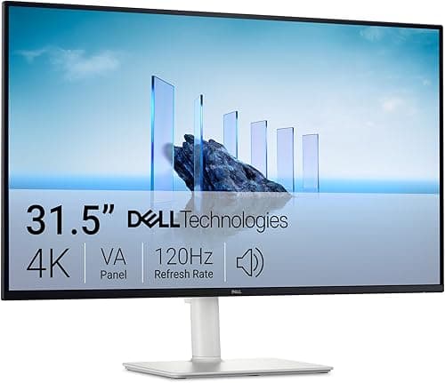 Dell 32 Plus Monitor - S3225QS, 4K UHD (3840x2160), 120Hz, VA, 4ms, AMD FreeSync Premium, 95% DCI-P3, HDR10, Height Adjust, Built-in Speakers, DisplayPort, 2 HDMI, 3 Year Warranty