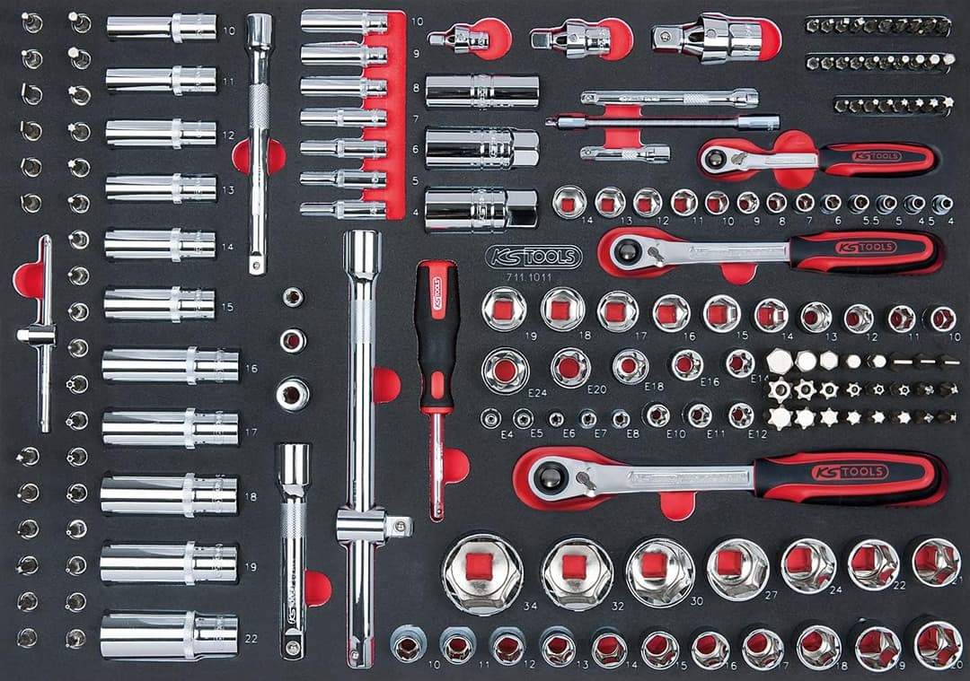 KS Tools 711.1011 175-Piece Set of Sockets/Accessories 1/4 inch; 3/8 inch; 1/2 inch