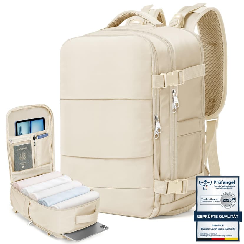 Ryanair – Sac de voyage à 12 poches sous le siège avec poche séparée pour chaussures pour homme et femme, 20 l (40 x 20 x 25 cm), Noir , 40x20x25, Sac à dos de voyage à main - 1