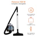 Amazon Basics 15KC-71EU4 Aspirateur sans Sac à Cylindre, Puissant pour Sols Durs et Tapis, Filtre Hepa, Compact et Léger, 700 W, 1,5 L, Noir/Bleu - 4