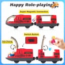 Electric Remote Trains Toy for Wooden Track, Remote Control & Motorized Train with 4 Sound and Light Effects for Kids 3 4 5+ Years Old Boys Girls, Compatible with Thomas,Brio,Chuggington-Red - 3