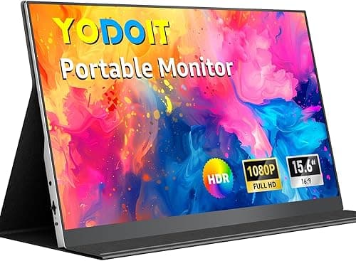 Yodoit Portable Monitor 15.6" FHD 1920x1080P IPS Second External Display Laptop Screen Extender | USB-C & HDMI Connectivity, Built-in Speakers, with Smart Cover, for Laptop, PC, Mac, PS3/4/5, Xbox
