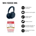 SONY WH-1000XM6 Flagship Noise Cancelling Over-Ear Wireless Bluetooth Headphones, Signature Hi-Res Sound, Comfort, Foldable Design, Durable Case, 30 HR Battery NC On, iOS & Android – Midnight Blue - 2