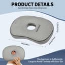 Babyezz Ear Piercing Pillow for Side Sleepers with Ear Hole for CNH and Ear Pain Ear Inflammation Pressure Points Cotton and Polyester Filling Washable and Adjustable (Gray) - 2