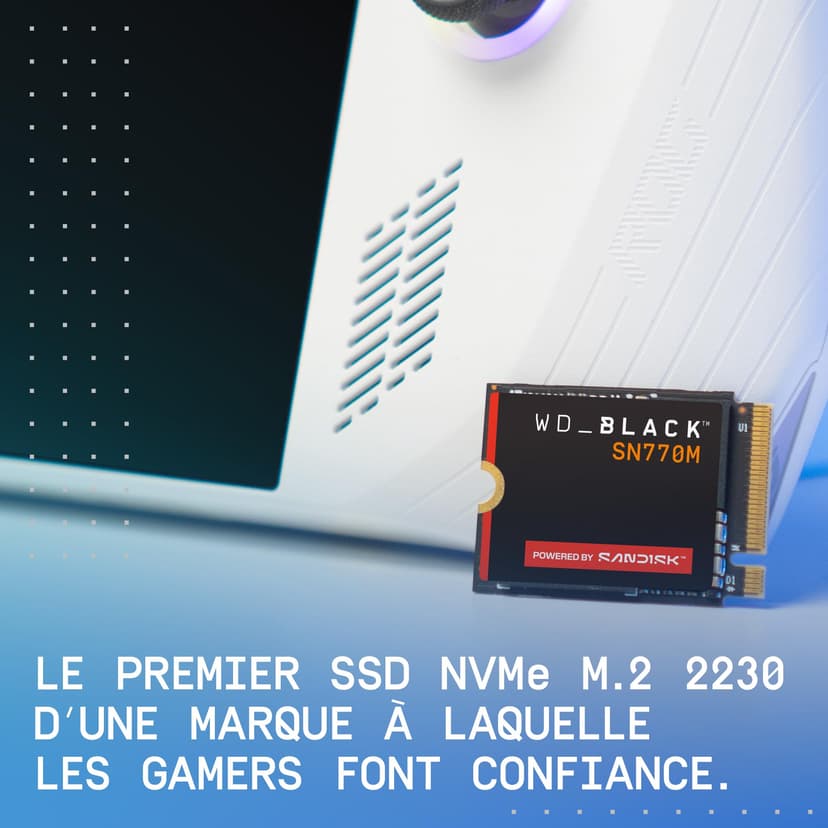 WD_BLACK SN770M NVMe SSD 1 To (Jusqu'à 5 150 Mo/s en lecture, M.2 2230, PCIe Gen4, Pour appareils de Jeu Portables, Idéal pour ASUS ROG Ally, Steam Deck et Microsoft Surface) POWERED BY SANDISK - 5