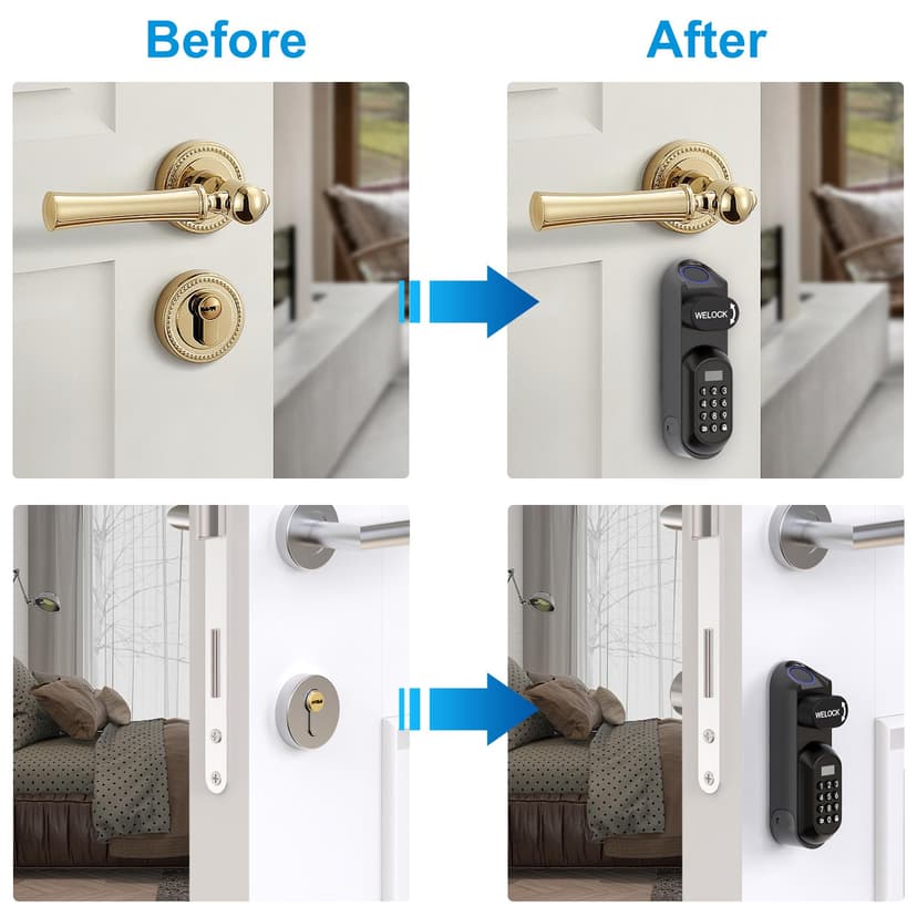 WELOCK U81 Smart Lock,Serrure Connectée,Serrure Empreinte Digitale avec Mot de Passe,RFID Carte,APP,serrure à code WiFi(Besoin wifibox),Cylindre Connecté 30/30 pour porte de 50-90mm,Facile à installer - 8