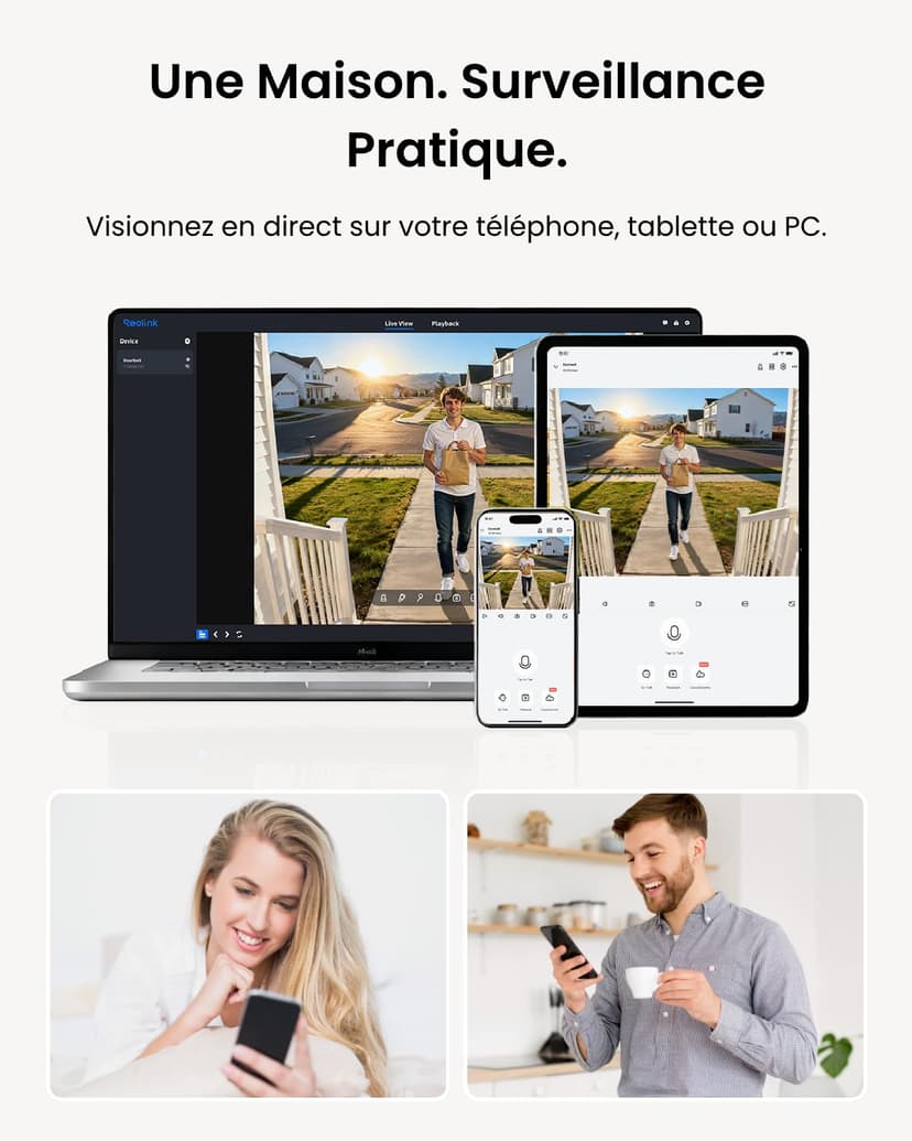 Reolink 5MP Video-Türklingel PoE-Kamera mit Chime, 3:4 Kopf-zu-Fuß-Ansicht, 2-Wege-Audio, Personen-/Paket-Erkennung, Wasserdicht, Nur unterstützt NVR, Verkabelt - Nicht WLAN Version, Weiß - 5