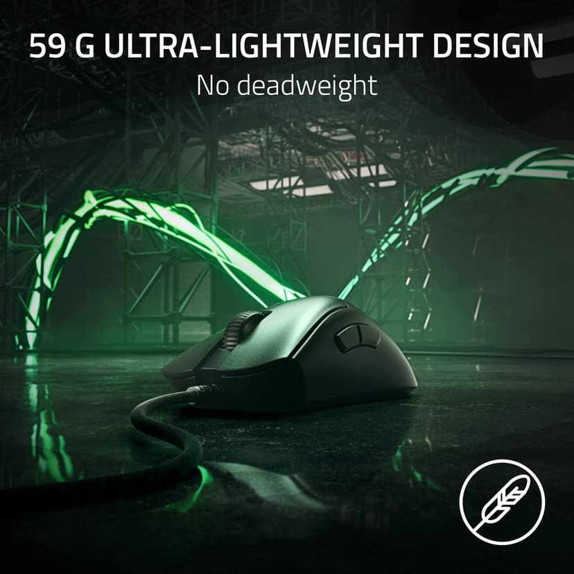 DeathAdder V3 Souris de gaming filaire ultra légère 59 g Capteur optique Focus Pro 30 K Commutateurs optiques rapides Gen-3 Hyperpolling 8 K Hz 6 boutons programmables Ergonomique Câble Speedflex Noir - 2