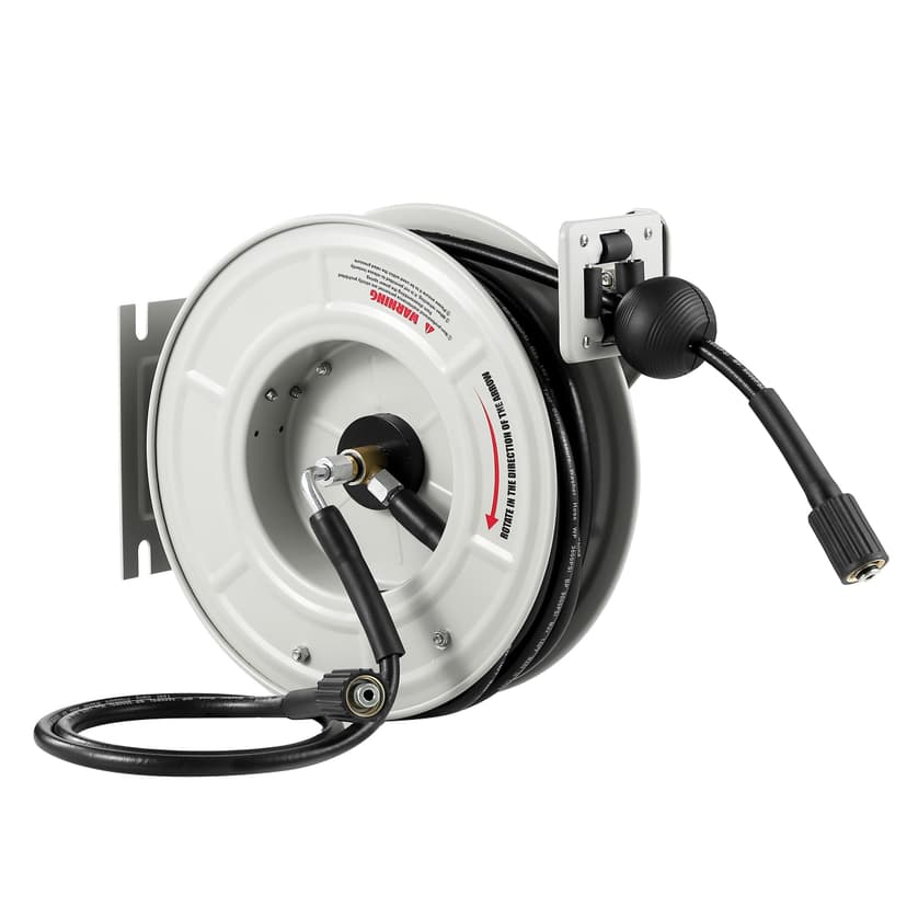 Tool Daily Retractable Pressure Washer Hose Reel, Power Washer Hose Reel 60 FT x 1/4”, Heavy Duty High Pressure Hose Reel 3600 PSI, Wall/Floor Mounted - 8