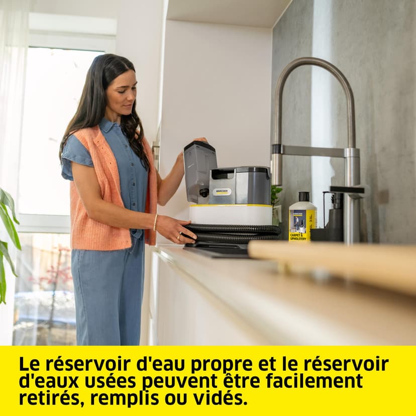 Kärcher Détacheur SE 2 Spot Care, puissance d'absorption : 450 W, réservoir d’eau propre: 1,5 l, surface : 2,89 m², poids: 4,2 kg, buse de lavage pour meubles, brosse pour taches et détergent RM 519 - 5