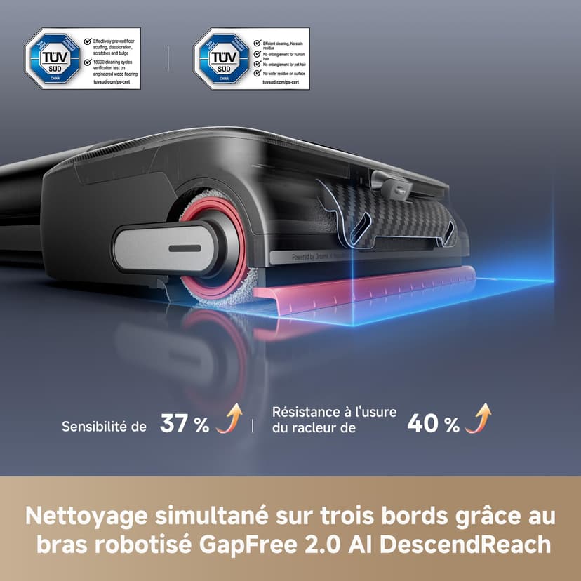 dreame H15 Pro FoamWash Aspirateur Laveur, Nettoyage Ciblé, Solution à Rapport Intelligent, Bras Robotisé IA 2.0, TangleCut 2.0, Lavage Intelligent de la Brosse, Séchage Intelligent - 3