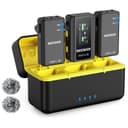 NEEWER CM28 PRO Wireless Lavalier Lapel Microphone System with Charging Case 48KHz 16 Bit Uncompressed Audio Noise Canceling 4GB Storage 9Hrs Recording Compatible with iPhone iPad Android Camera PC - 1