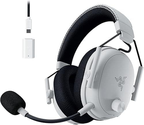 Razer BlackShark V3 Pro - Casque ANC sans Fil pour l’Esport - Annulation Active - Haut-parleurs 50mm - Micro HyperClear Amovible - Wireless 2,4 GHz & Bluetooth - FPS - PC/Mac | Blanc