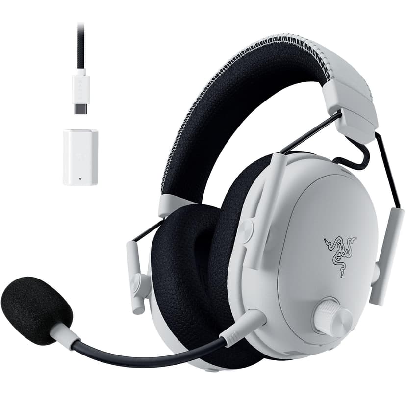 Razer BlackShark V3 Pro - Casque ANC sans Fil pour l’Esport - Annulation Active - Haut-parleurs 50mm - Micro HyperClear Amovible - Wireless 2,4 GHz & Bluetooth - FPS - PC/Mac | Blanc - 1