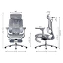 Hbada E3 Pro Fauteuil de Bureau Ergonomique, Système Lombaire Dynamique 3 Zones, Accoudoirs Réglables 6D, Tête avec Réglage 4D, Gris avec Repose-Pieds - 9