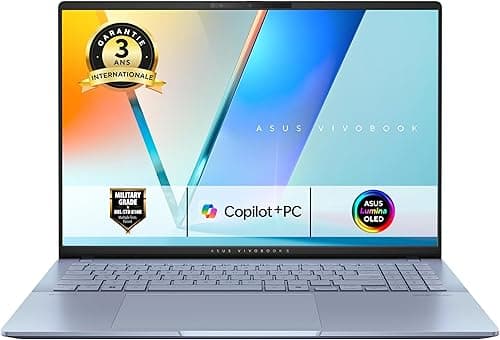 ASUS Vivobook S16 Copilot+ PC AI-S5606-50W 16 Inch 3.2K OLED 120Hz Portable (AMD Ryzen AI 9 365 5GHz Processor, 32GB LPDDR5X, SSD1TB, AMD Radeon 880M Graphics, Windows 11 Home) - AZERTY Keyboard