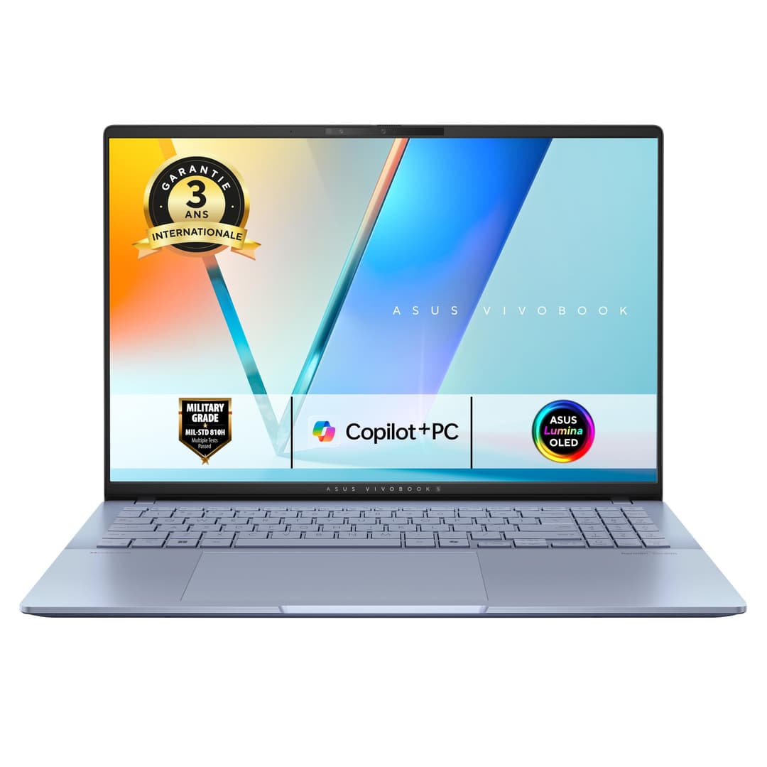 ASUS Vivobook S16 Copilot+ PC AI-S5606-50W 16 Inch 3.2K OLED 120Hz Portable (AMD Ryzen AI 9 365 5GHz Processor, 32GB LPDDR5X, SSD1TB, AMD Radeon 880M Graphics, Windows 11 Home) - AZERTY Keyboard