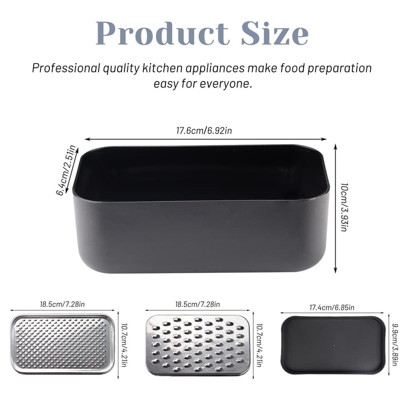 Cheese Grater with Container, Stainless Steel Cheese Shredder, Multifunctional Box Grater - 2