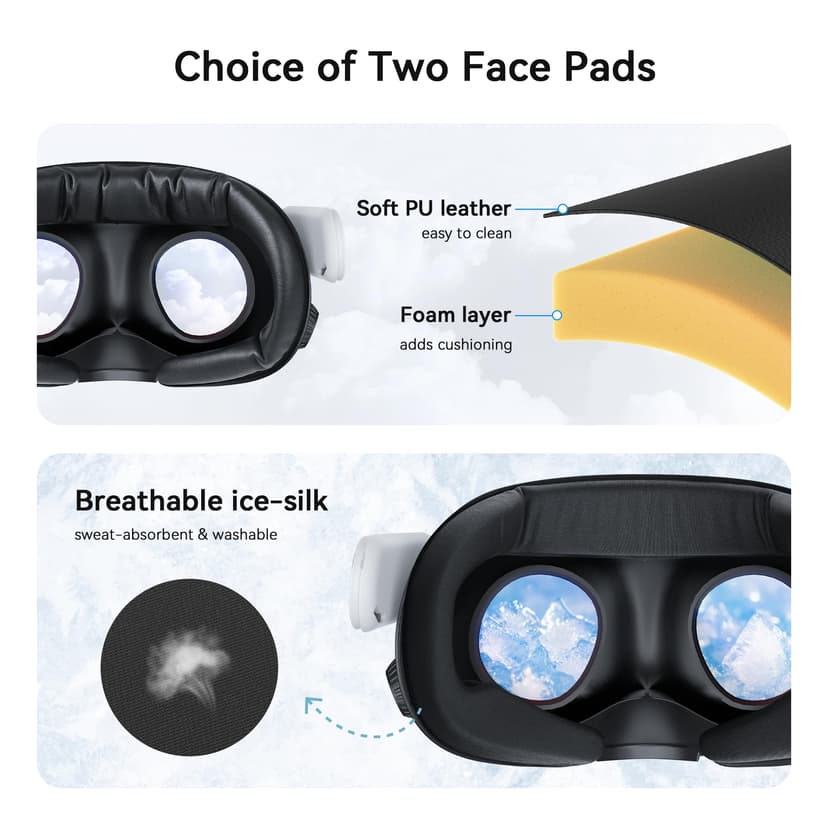 AMVR FC4A Face Cover Pad Interface Faciale Compatible avec Meta/Oculus Quest 3, Coussin en Soie Glace avec Design Ventilateur, pour Bandeau Halo avec Ventilateur (non compatible avec Quest 3S) - 5