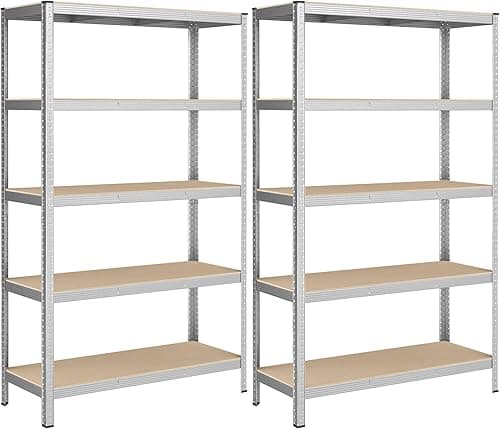 SONGMICS 5-Tier Heavy-Duty Shelving Units, Set of 2 Steel…