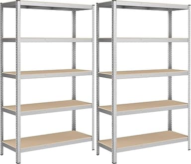 SONGMICS 5-Tier Heavy-Duty Shelving Units, Set of 2 Steel…
