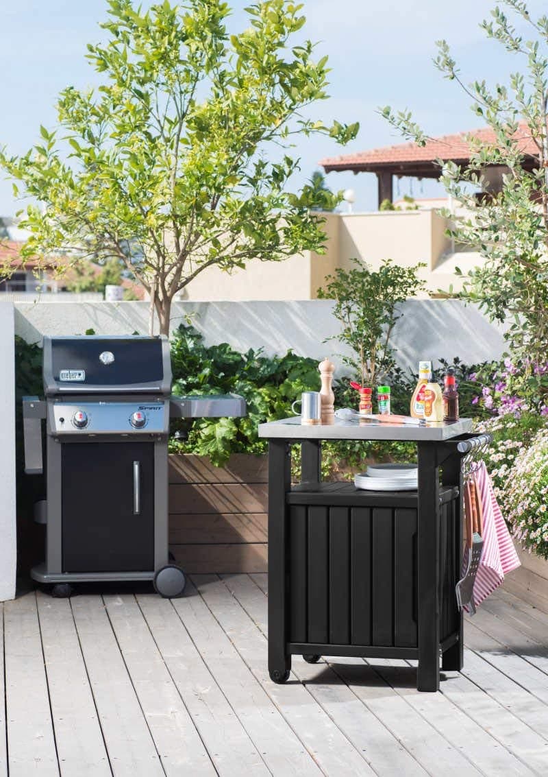 Keter Barbecue Side Table with Single Door, Graphite, 54 x 70 x 90 cm, 6130 - 4