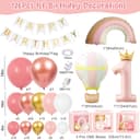 Toyssa 1st Birthday Decorations for Girls, Retro Pink Balloon Arch Kit with ONE Balloon Boxes Foil Balloons Happy Birthday Banner, First Girls Decoration Party Supplies for Kids - 2