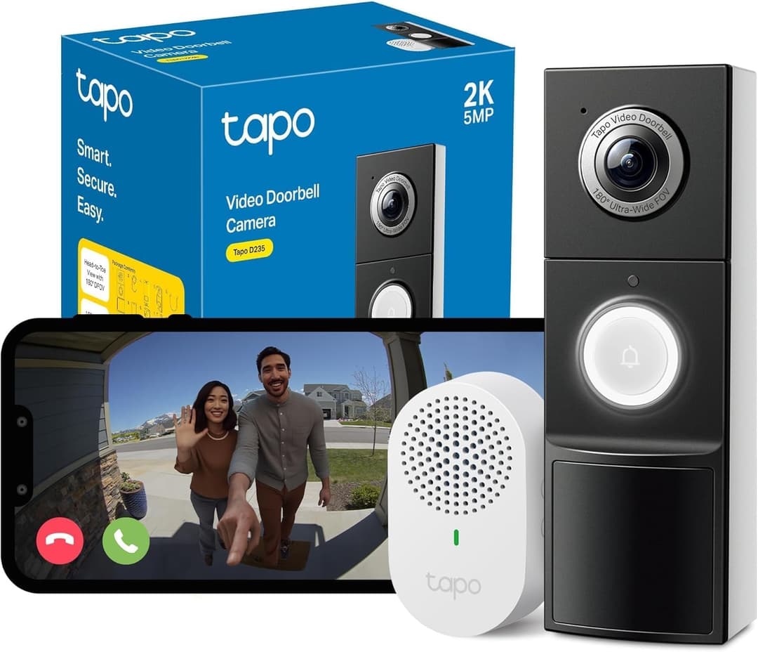 Tapo TP-Link D235 Wi-Fi Security Camera, 2K HD Resolution, 360 Degree Rotation with Tilt, Color Night Vision, Two-Way Audio, Motion Detection, IP65 Waterproof