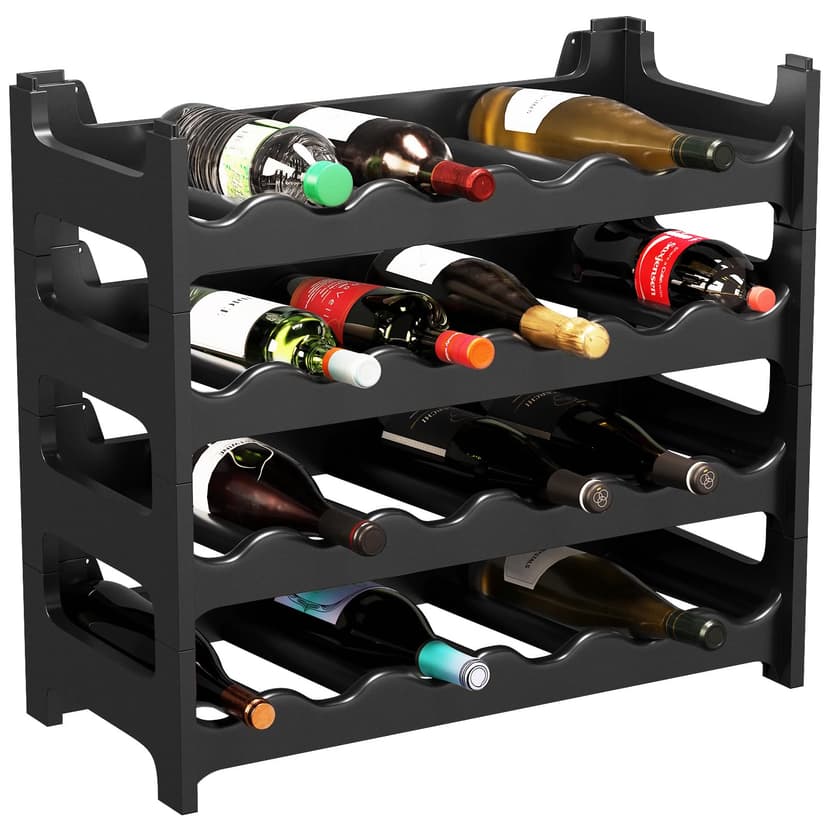 Modular Wine Rack, Bottle Rack, Bottle Storage, Bottle Holder, Wine Holder, plastic, Gris Anthrazit, 24 emplacements de bouteilles - 1