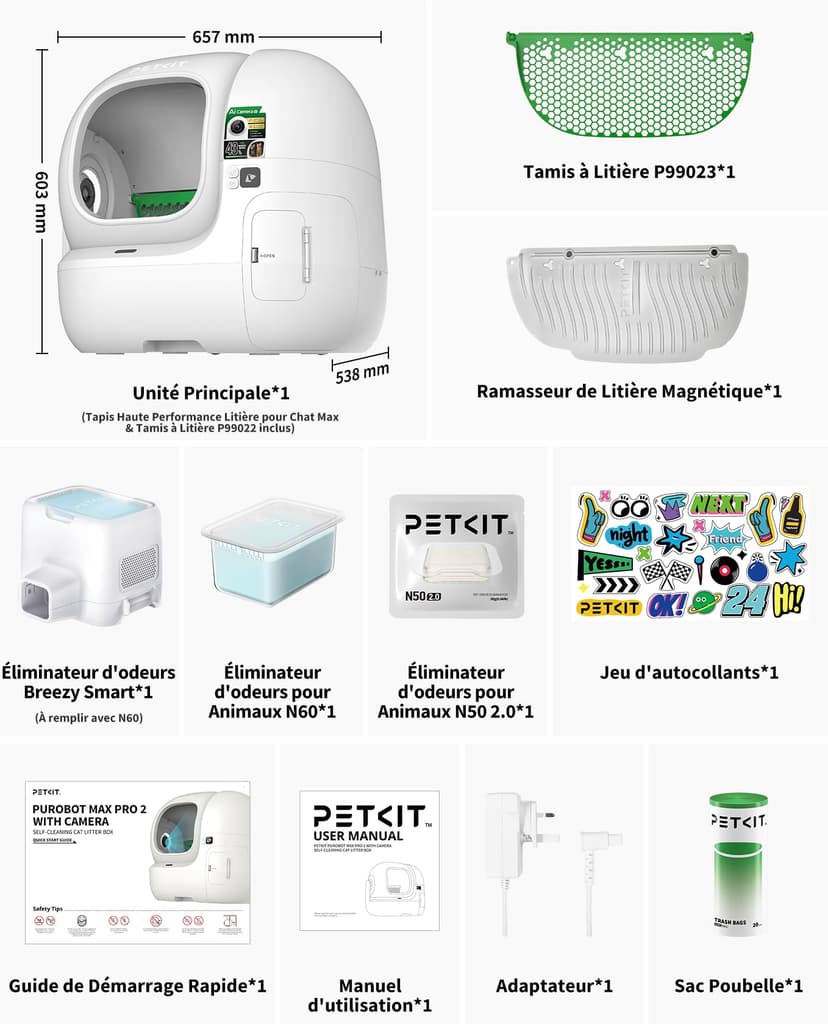 PETKIT PUROBOT MAX PRO 2 Litiere Chat Autonettoyante, Bac Litière Autonettoyante Nouvelle Amélioré avec Caméra, Entrée plus Grande,Wi-FI 2,4GHz&5GHz,Nettoyage et Suivi de Santé AI,pour Plusieurs Chats - 9