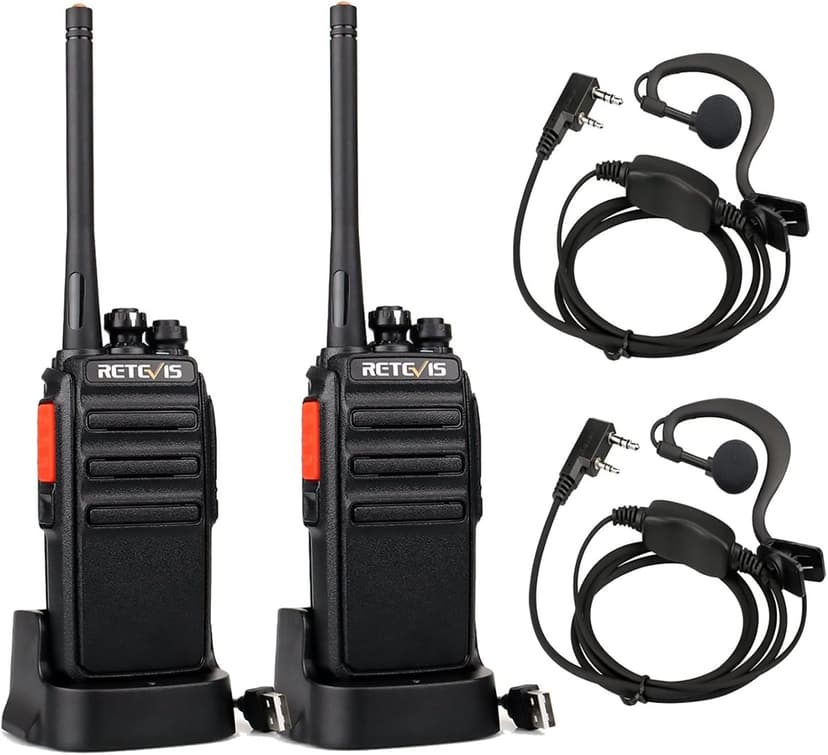 Retevis RT24 Walkie Talkie PMR446 License-free Professional Two Way Radio 16 Channels Walkie Talkies Scan TOT with USB Charger and Earpieces,Adults (Black, 1 Pair) - 1