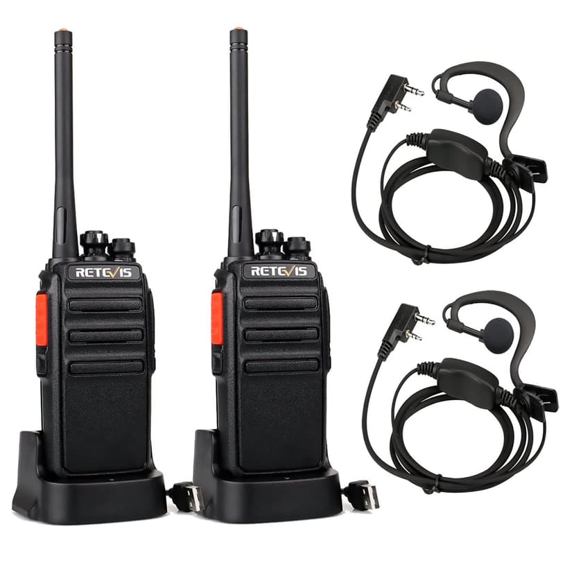 Retevis RT24 Walkie Talkie PMR446 License-free Professional Two Way Radio 16 Channels Walkie Talkies Scan TOT with USB Charger and Earpieces,Adults (Black, 1 Pair) - 1
