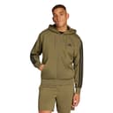 adidas Men's ESSENTIAL THREE STRIPES FLEECE ZIPPER HOODIE, olive strata/black, L - 3