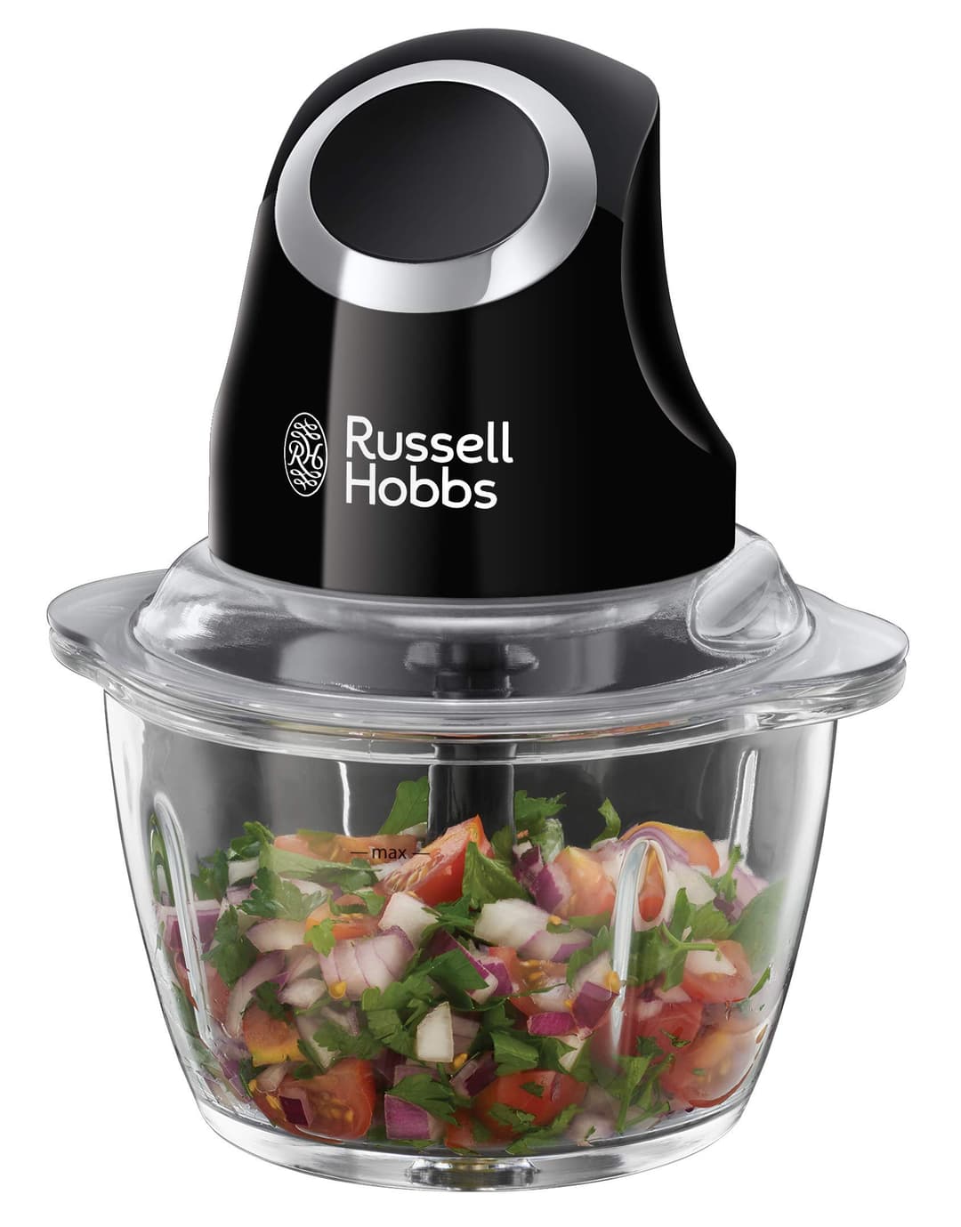 Russell Hobbs Electric Mini Chopper, 500 ml, Black (Food Processor, Universal Chopper for Vegetables, Fruits and Meat)