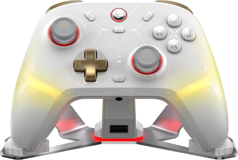 GameSir Cyclone 2 PC Controller Mag-Res TMR Sticks 1000Hz Report Rate Hall & Micro 2-in-1 Triggers RGB Lighting with Charging Dock for PC/Switch/iOS/Android(Blanc) - 1