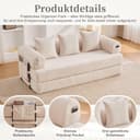 2 Seater Corduroy Sofa Bed, Multifunctional Modern Convertible Sofa, Side Pockets and 3 Cushions, DIY Free, for Living Room, Bedroom, Office (Beige-L) - 8