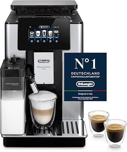 De'Longhi PrimaDonna Soul ECAM612.55.SB Coffee Bean Machine, Espresso and Cappuccino Machine, Exclusive Bean Adapt Technology, Silver and Black