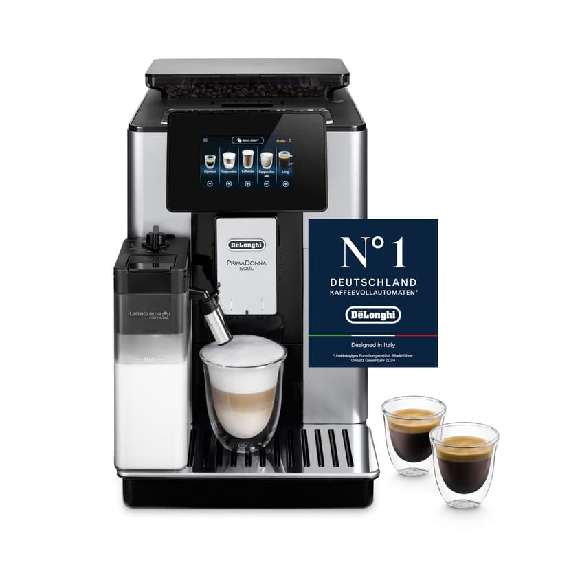 De'Longhi PrimaDonna Soul ECAM612.55.SB Coffee Bean Machine, Espresso and Cappuccino Machine, Exclusive Bean Adapt Technology, Silver and Black - 1