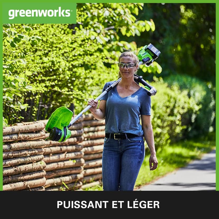 Greenworks 48V (24V x 2) Cordless Brushcutter with Grass Trimmer, 38cm Cutting Width, Bike Handle, 5.95kg Easy to use, 25cm Blade, Two of 24V 4Ah Batteries & Charger, 3 Year Guarantee - 6