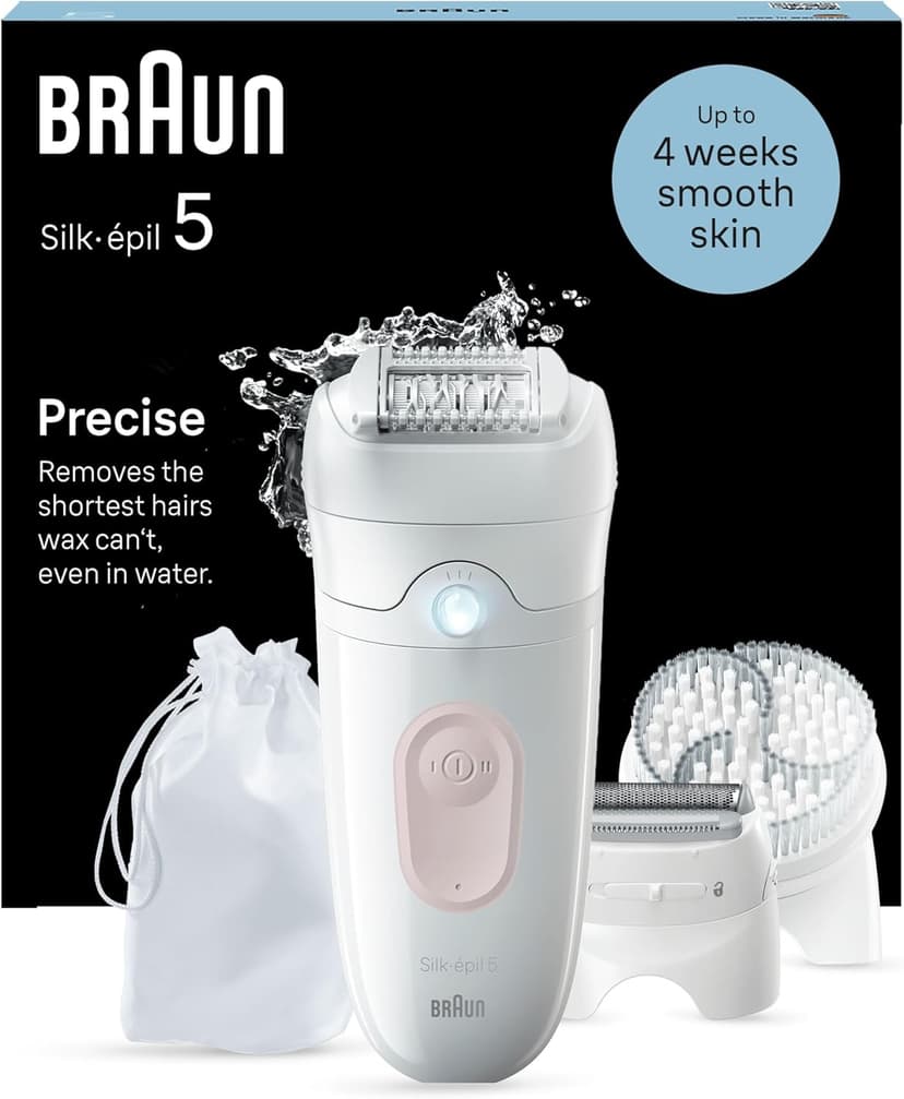Braun Silk-épil 5 Épilateur électrique pour une élimination facile des poils en peau douce durable 5-060 Blanc/flamant rose - 1