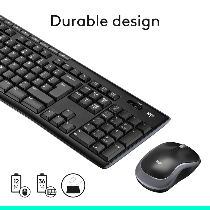 Logitech MK270 Wireless Keyboard and Mouse Combo for Windows, 2.4 GHz Wireless, Compact Mouse, 8 Multimedia and Shortcut Keys, 2-Year Battery Life, for PC, Laptop, QWERTY UK English Layout - Black - 7