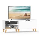 VASAGLE TV Stand Unit, Entertainment Center with Adjustable Shelf, for 65 Inch TVs, 147 cm Long Media Console Table, Transitional Style, for Living Room, Bedroom, Natural Oak and Cream White LTV556Y01 - 1