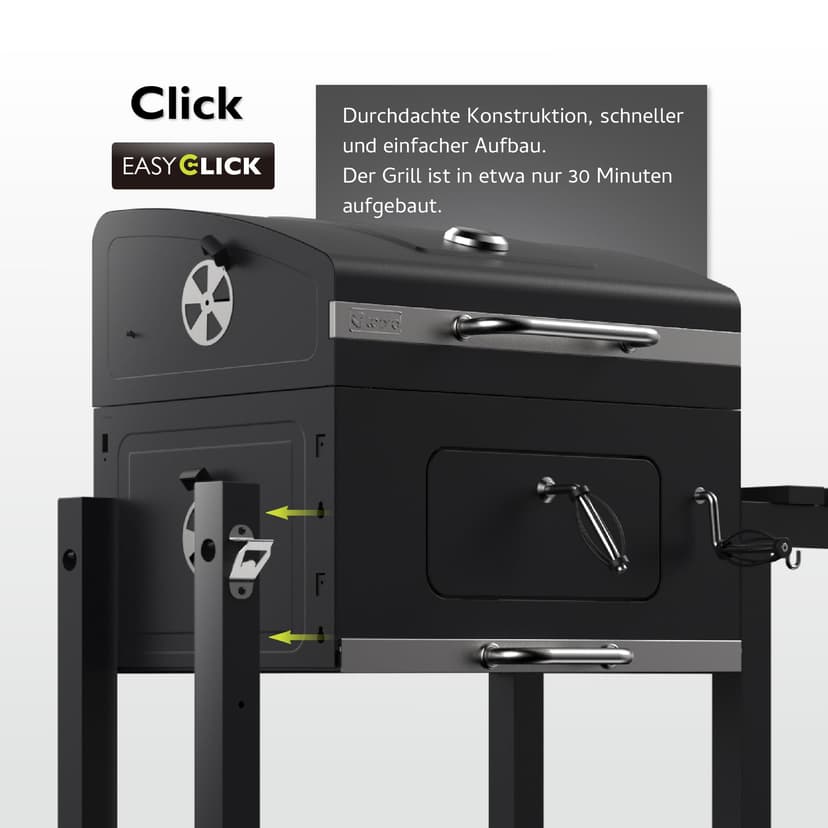 tepro Grillwagen Toronto Click Charcoal Barbecue, Anthracite/Stainless Steel, 56 x 41.5 cm - 4